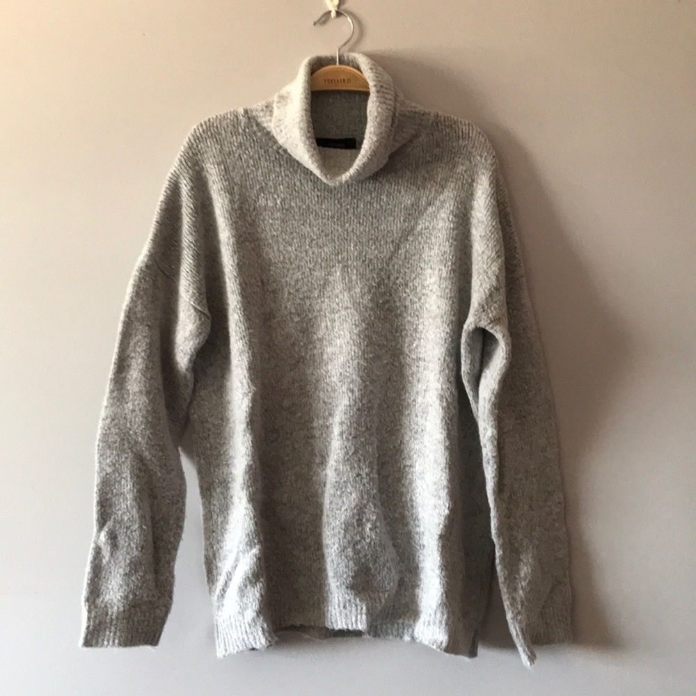 Grey Turtleneck Tunic Sweater